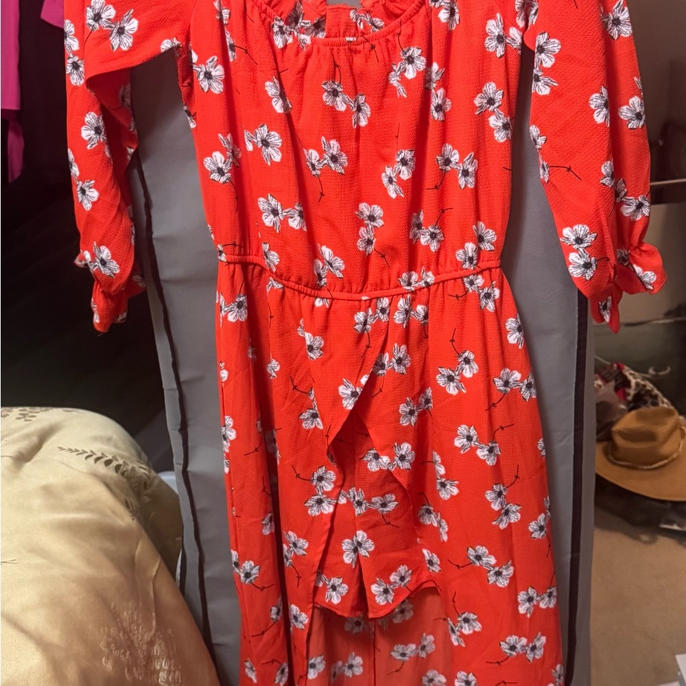 Speechless Vibrant Orange Floral Dress